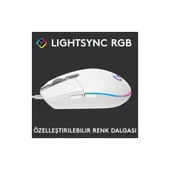 Logitech G G102 Lightsync RGB Kablolu Gaming Mouse, Beyaz-TEŞHİR - 2