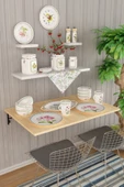 Şeflera Pratik Katlanır Masa Raflı Duvara Monte Masa - 8