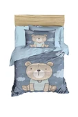 Dijital Baskılı 3d Pamuklu Yenidoğan Bebek Nevresim Takımı Blue Bear - 2