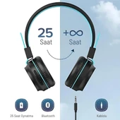iClever Led Işıklı Güvenli Ses Sınırlı 30 Saat Oynatma Süreli Bluetooth Çocuk Kulaklığı Lacivert - 5