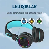 iClever Led Işıklı Güvenli Ses Sınırlı 30 Saat Oynatma Süreli Bluetooth Çocuk Kulaklığı Lacivert - 7