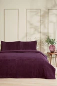 Merinos Modern Line Tek Kişilik Battaniye Seti (150x220)-Mürdüm - 1