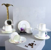 Evaliza Buket Mor 80ML 6 Kişilik Kahve Fincan Takımı - 1