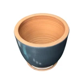 Bitki Tasarımı Solina Gri Çift Sırlı İç ve Dış Mekan Kullanımlı Toprak Terrakota Tabaklı Saksı thumbnail 3