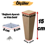 Ahşap Ayak 15 cm Kare Bağlantı Aparatı Dahil Mobilya Koltuk Kanepe Sehpa Masa Ayağı Ayakları Boyasız thumbnail 3