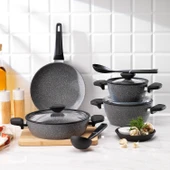 Schafer Alpha Granit Tencere Seti 9 Parça-Gri - 1
