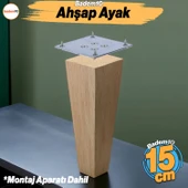 Ahşap Ayak 15 cm Kare Bağlantı Aparatı Dahil Mobilya Koltuk Kanepe Sehpa Masa Ayağı Ayakları Boyasız thumbnail 1