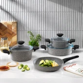 Schafer Etna Yanmaz Yapışmaz Tencere Seti 7 Parça-Gri - 1