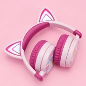 iClever Kedi Kulaklı Led Işıklı Güvenli Ses Sınırlı 60 Saat Oynatma Süreli Bluetooth Çocuk Kulaklığı Pembe - 2