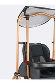 Tam Yatarlı Tenteli Mama Tablalı Keten Kumaş Ev Tipi Gold Salıncaklı & Mama Sandalyesi - 2