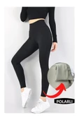 Vogsign Kadın Siyah Yüksek Bel Fitilli İçi Polarlı Kışlık Tayt 395 thumbnail 3