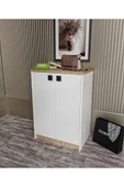 Afilli Ayakkabılık Ve Çok Amaçlı Dolap Tamamı Mdf Beyaz Garden Meşe - 1