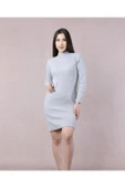 Bkmc Yarım Boğazlı Uzun Kol Elbise Gri (Lisinya) alithestereo - 1
