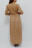 Bkmc Önden Bağlamalı Desenli Elbise Kahve - 5