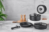 Taç Easy Connect 8 Parça Tencere Seti Siyah - 4