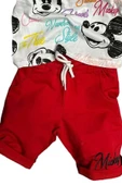 Erkek Çocuk Renkli Yazılar ve Karakter Baskılı Kırmızı Şortlu Takım thumbnail 3