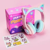 iClever Kedi Kulaklı Led Işıklı Güvenli Ses Sınırlı 50 Saat Oynatma Süreli Bluetooth Çocuk Kulaklığı Pembe - 3