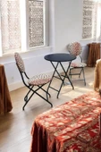 Leopar Desenli Siyah Katlanır Masa Sandalye Takımı  Şık, Modern ve Dayanıklı  Balkon, Mutfak, Bahçe Kullanımı İçin - 1