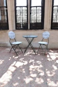 Nota Desenli Katlanır Masa Sandalye Takımı  Şık, Modern ve Dayanıklı  Balkon, Mutfak, Bahçe Kullanımı İçin - 1
