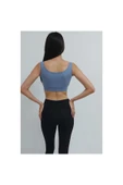 Bkmc Fitilli Beli Lastikli Crop Atlet Indigo - 5