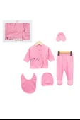 Kız Bebek Çiçek Nakışlı 5 Lü Zıbın Hastane Seti - 1