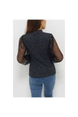 Bkmc Yarım Boğazlı Kolu Tüllü Bluz Antrasit - 5