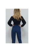Bkmc V Yaka Gipeli Crop Bluz Siyah - 5