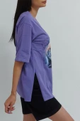 Bkmc Yırtmaçlı Baskılı Tunik Mor - 3