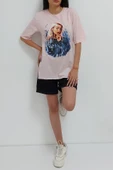 Bkmc Yırtmaçlı Baskılı Tunik Pudra - 1