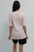 Bkmc Yırtmaçlı Baskılı Tunik Pudra - 5