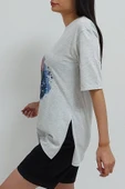 Bkmc Yırtmaçlı Baskılı Tunik Gri - 4