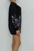 Bkmc Önü Kolları Kız Baskılı Sweatshirt Siyah ()comfi Shop) - 4