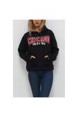Bkmc Chicago Baskılı Kapüşonlu Oversize Içi Tüylü Sweatshirt Siyah thumbnail 1
