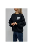 Bkmc Arkasıda Baskılı Oversize Sweatshirt Siyah (CLZ) - 2