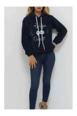 Bkmc Kapüşonlu Baskılı Sweatshirt Lacivert - 2