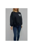 Bkmc Arkasıda Baskılı Oversize Sweatshirt Siyah (CLZ) - 1