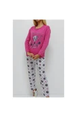 Bkmc Baskılı Içi Tüylü Pijama Takımı Fuşya - 2