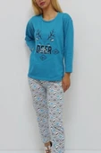 Bkmc Baskılı İçi Tüylü Pijama Takımı Turkuaz - 1