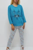 Bkmc Baskılı İçi Tüylü Pijama Takımı Turkuaz - 3