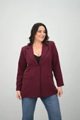 Kadın Büyük Beden Astarlı Düğmeli Blazer Ceket 9008-25-1 - 12