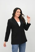 Kadın Büyük Beden Astarlı Düğmeli Blazer Ceket 9008-25-1 - 4