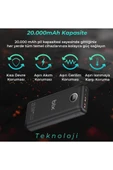 Bix Pb201 Üç Portlu 20000mah 22.5w Hızlı Şarj 4.0 Pd Giriş/çıkışlı Led Göstergeli Powerbank Siyah - 5