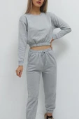 Bkmc Bisiklet Yaka Içi Tüylü Eşofman Takımı Gri - 2