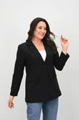 Kadın Büyük Beden Astarlı Düğmeli Blazer Ceket 9008-25-1 - 4