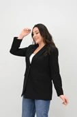 Kadın Büyük Beden Astarlı Düğmeli Blazer Ceket 9008-25-1 - 3