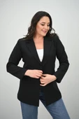 Kadın Büyük Beden Astarlı Düğmeli Blazer Ceket 9008-25-1 - 7