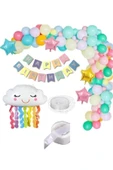Laviyosa Doğum Günü Partisi Süslemeleri, Gökyüzü Teması Gökkuşağı Doğum Günü Parti Seti Süsü thumbnail 1