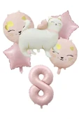 Laviyosa RETRO SEVİMLİ KEDİ FOLYO BALONLU YAŞ BALONLU DOĞUM GÜNÜ PARTİ SETİ SÜSÜ thumbnail 5