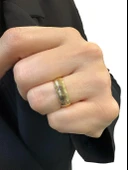 Parlak Merdiven Model Düz Taşsız Bombeli Altın Alyans Yüzük thumbnail 3