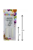 Bkmc MİKA ŞEFFAF 7 RAKAM GÜMÜŞ MUM 12CM - 1